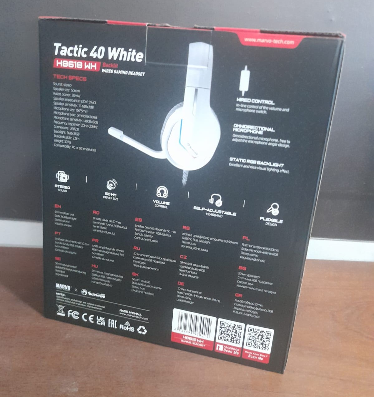 AURICULARES CON CABLE GAMING TACTIC 40 (BLANCO) - MARVO - Imagen 3