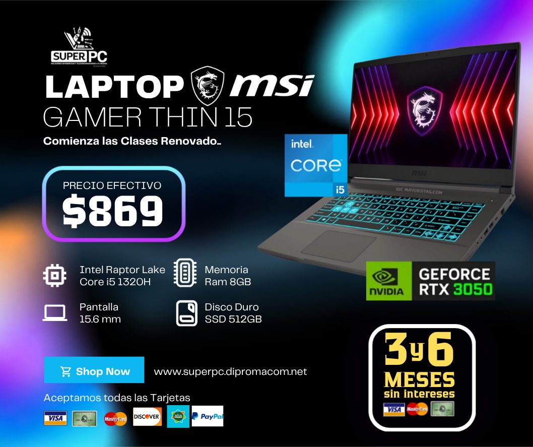 LAPTOP MSI GAMER THIN15